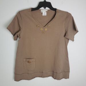 Vintage Lagenlook Brown T-Shirt - Size Medium